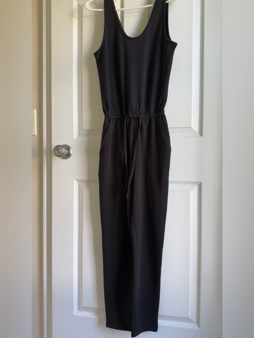 Black Women's Sleeveless Jumpsuit with Drawstring Waist